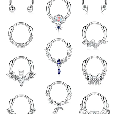 FASACCO 16G Hypoallergenic Cute Snake & Butterfly Septum Jewelry - Septum Rings Earrings for Multiple Piercings, nose stud， Summervibes sohochic