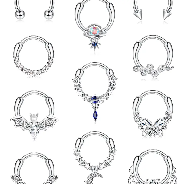 FASACCO 16G Hypoallergenic Cute Snake & Butterfly Septum Jewelry - Septum Rings Earrings for Multiple Piercings, nose stud， Summervibes sohochic