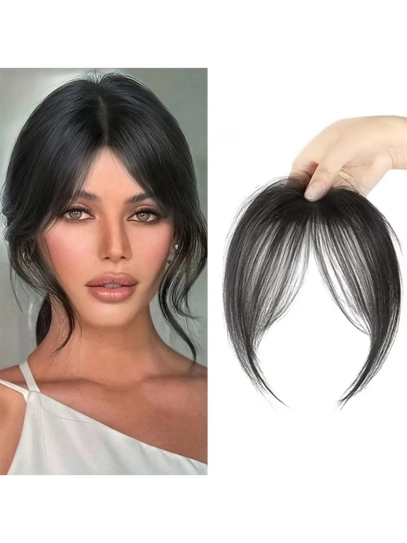 Natural Loose Bangs Hairpiece, Fluffy False Bangs, Face Framing Bangs, Synthetic Extensions, Enhances Volume, Invisible Forehead Design, French Style with Sideburns, French Fringe, Ideal for Daily Wear, Women