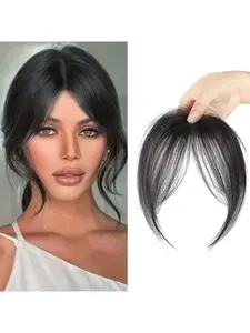 Natural Loose Bangs Hairpiece, Fluffy False Bangs, Face Framing Bangs, Synthetic Extensions, Enhances Volume, Invisible Forehead Design, French Style with Sideburns, French Fringe, Ideal for Daily Wear, Women