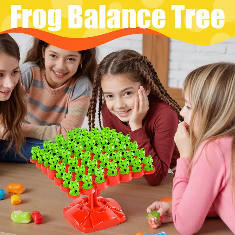 Adorable Frog Balance Toyset - Montessori Board Game, Table Math Games with Mathlink Cubes, Math Learning Tool for Adults & Children, Boosts Coordination and Cognitive Skills