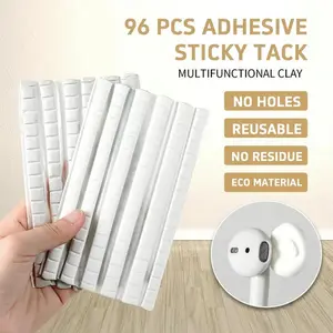 96 Pcs Adhesive Sticky Tack, Clay toys Removable Poster Putty - Reusable Mounting Putty for Wall Hanging Pictures, Posters - Cleaning, Nail (White)
