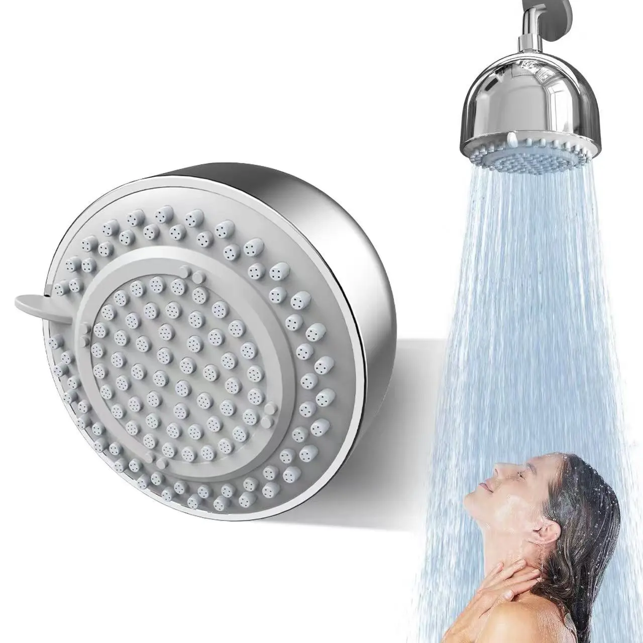 High Pressure Rainfall Shower Head, Premium Retro Ball Design Easy‑Clean Adjustable Showerhead, Universal Bathroom Shower Head Replacement
