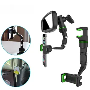 360° Adjustable Multifunctional Car Rearview Mirror Phone Holder Mount