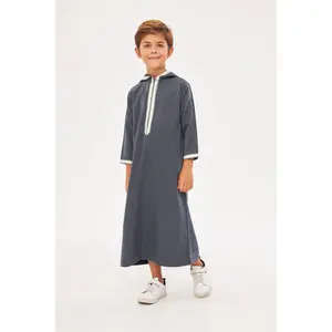 Daddy & Me - Moroccan Boys Long Sleeve Thobe - Dark Gray