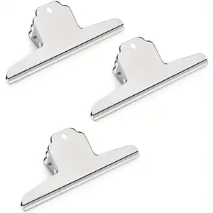 4 Inch Large Bulldog Clip, Stainless Steel File Money Binder Clips, Clamps, Metal Food Bag Paper Clips for Home Office School Supplies (3 Pcs)