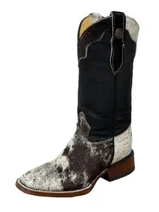 A&A WOMEN BOOTS, ESTILO COQUETA, BOTA PARA DAMA 100 % PELO DE VACA ORIGINAL, SUELA DE CUERO, HOTMA BULLDOG
