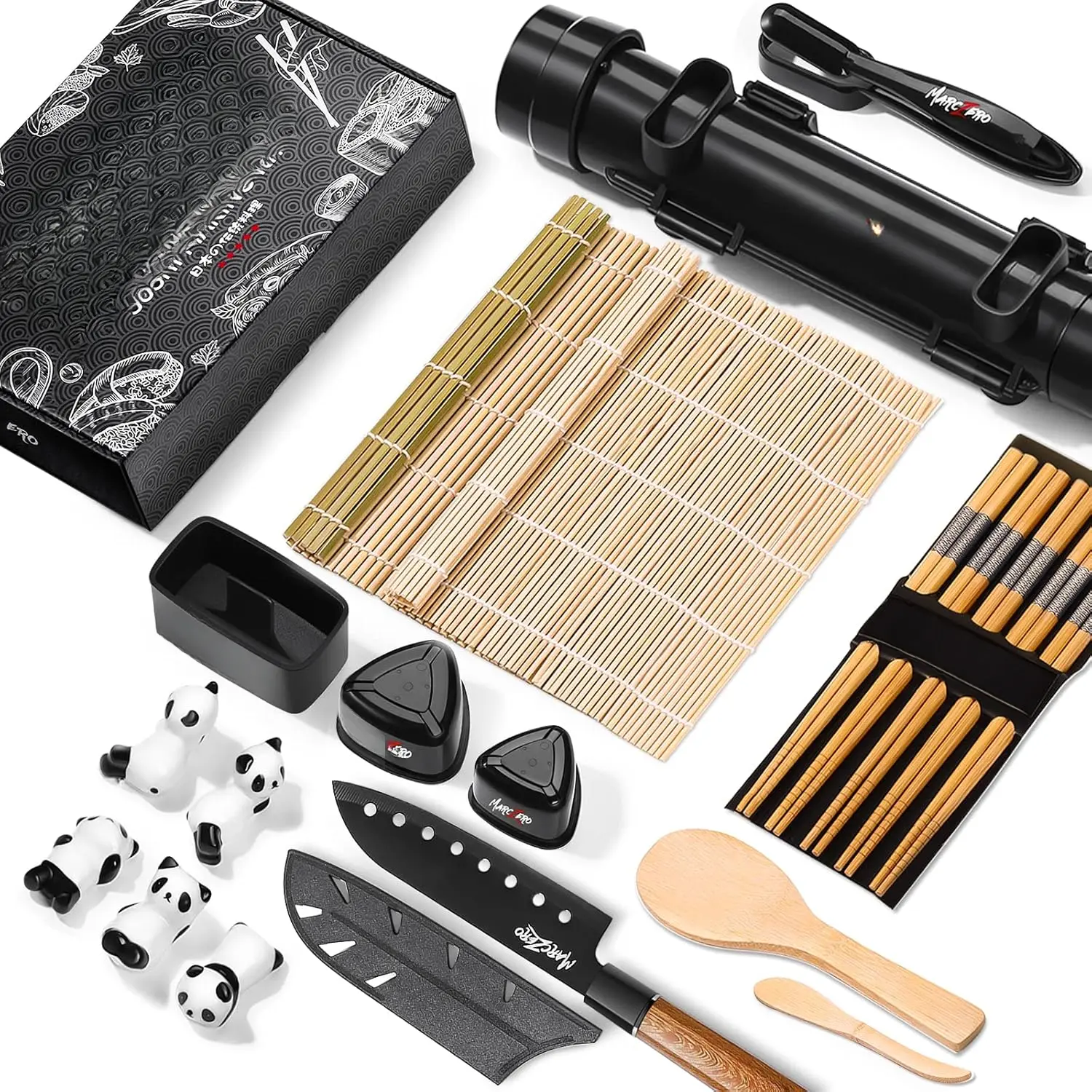 Sushi Making Kit, 22 in 1 Bazooka Roller With Bamboo Mat, , Chopsticks, Molds, DIY Machine for Beginner