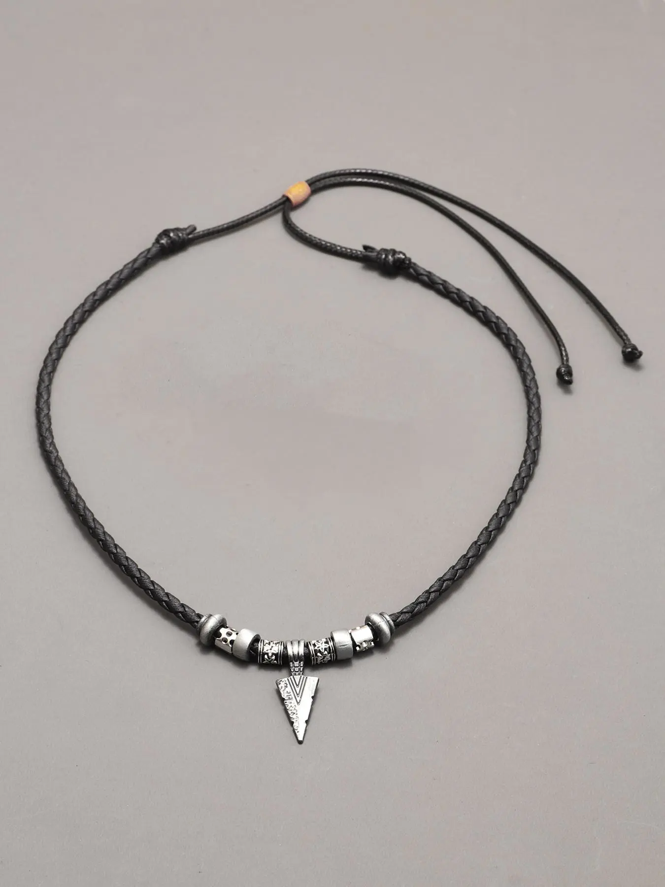 Men's Punk Style Triangle Charm Pendant Necklace, Casual Trendy Braid Textured Rope Pendant Necklace, Fashionable Jewelry for Daily & Party Decoration