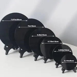 1Set Obsidian with Stand, Natural Black Quartz Crystal Mirror - High-End Jewelry, Collection | Elegant Home Decor & Gift Idea, Polished Faux Gemstone, Special Occasion Present | Reflective Surface | Glossy Finish, Home Decor