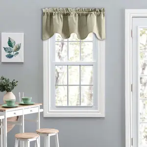Ellis Curtain Lisa Solid Color Poly Cotton Duck Fabric Lined Scallop Valance 58" x 15" Mist