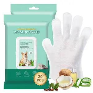 20 PCS Pet Cleaning and Deodorizing Bathing Grooming Glove Wipes for Dogs and Cats, Extra Thick Nourish Fur No-Rinse Grooming Wipes for Daily Care and Travel, Hypoallergenic