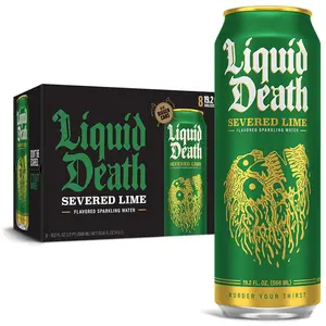 Liquid Death, Severed Lime, Lime-Flavored Sparkling Water, 8-Pack (19.2oz Cans), Low Calorie & No Artificial Sweeteners