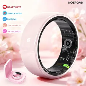 New Ceramic Pink Smart Ring, Health Monitoring Ring with Heart Rate, Sleep, Blood Oxygen, Stress and Cycle Tracker, IP65 Water Resistant, Multiple Sports Modes, Charging Case, No Subscription Fee, Compatible with iOS & Android, a health gift for yourself.