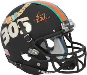 Vinny Testaverde Miami Hurricanes Autographed Fanatics Exclusive Schutt Sports Turnover Chain Tradition Alternate Replica Helmet - Fanatics Authentic Certified