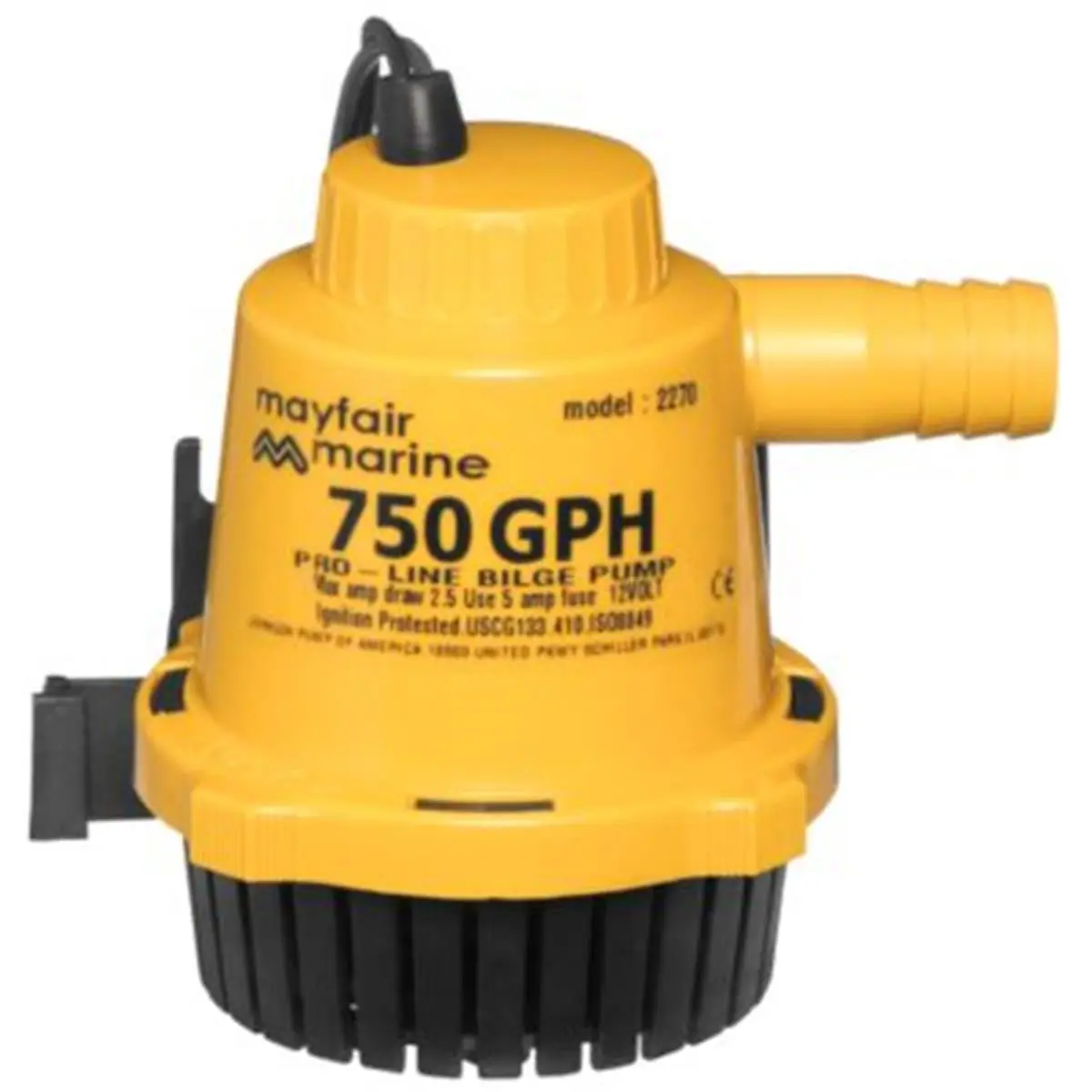 Johnson Pumps Pro-Line Bilge Pump with Rugged Construction and Efficient Design, 1000 GPH, Quick Release, Soldered Connectors, 16-gauge Wire, High-Energy Motor, Heavy-Duty Wire, Debris Removal Functionality