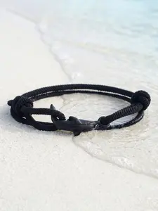 Adjustable Waterproof Shark Braided Bracelet, Matte Shark Buckle, Unisex Daily Wear, Surfing & Outdoor Sports, Handmade Ocean Style