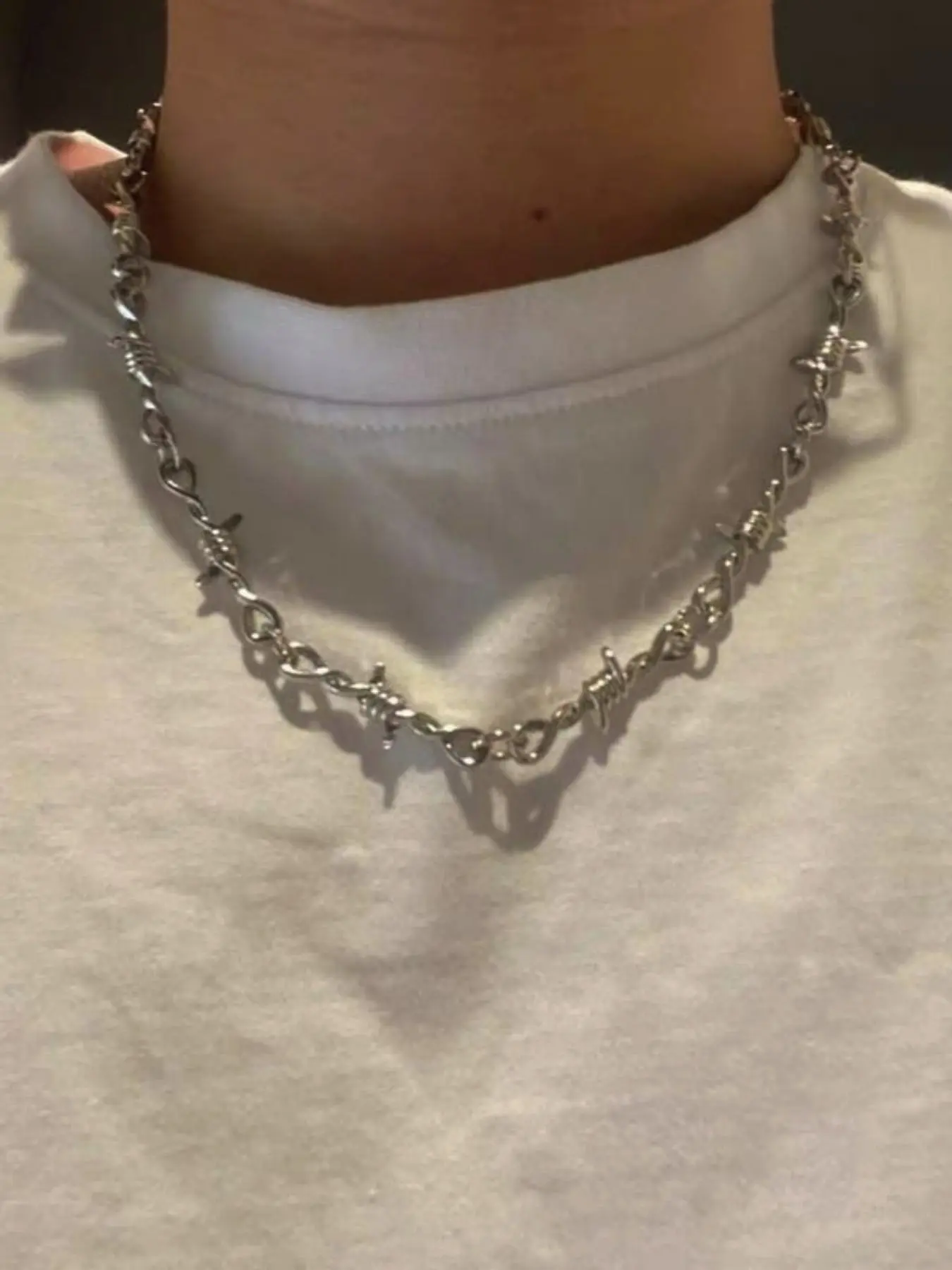 Punk Style Thorn Chain Necklace, Couple Simple Street Fashion Necklace, Fashionable Chain Decorated, Gift Idea, Trendy Jewelry for Men and Women