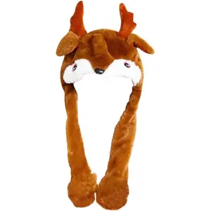 Party Cosplay Plush Bunny, Reindeer Hat and Hamster Hat with Moving Jumping Ears