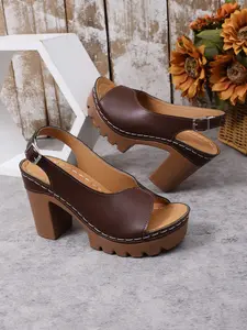 Women's Retro Thick Sole Chunky Heel Fish Mouth Sandals, Waterproof Platform High Heels, Comfortable PU Leather Shoes, Fish Mouth Design