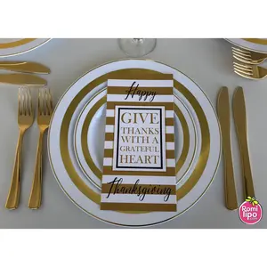 Thanksgiving Welcome Cards  - White and Gold