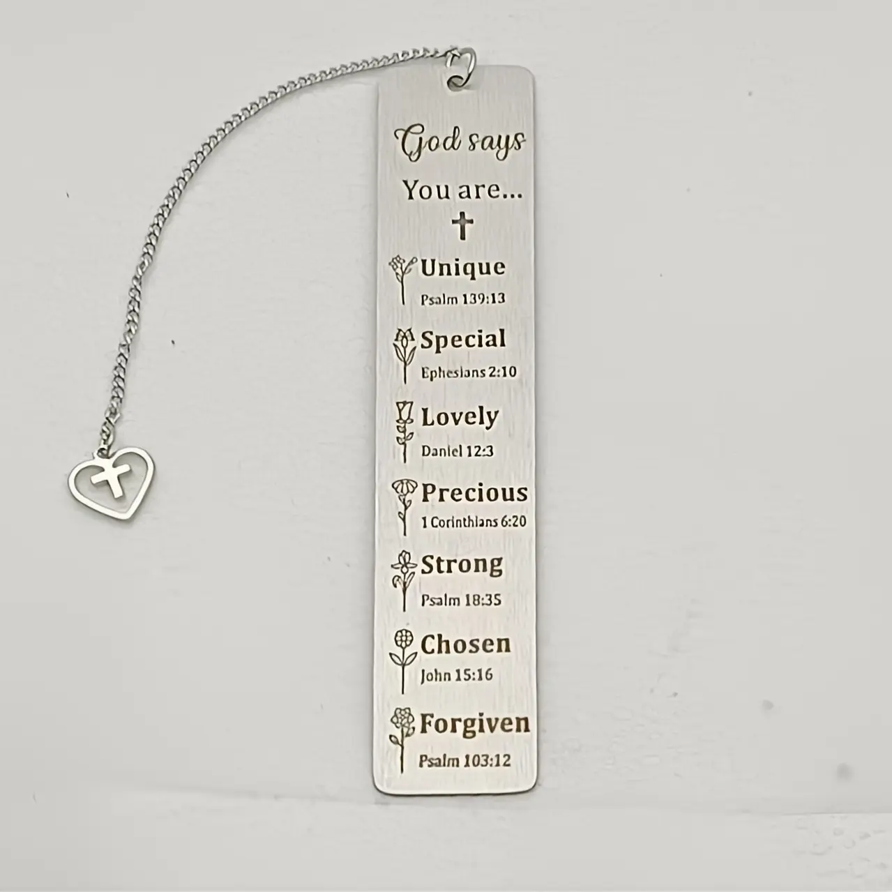 Inspirational Stainless Steel Bookmark with Bible Verse, Elegant Metal Page Number Marker, Perfect Gift for Booklovers & Readers