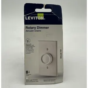 LEVITON RNL06-TW Rotary Dimmer for Dimmable Bulbs White & Light Almond Knob
