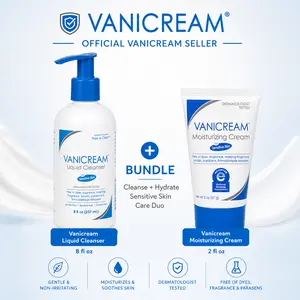 Vanicream Sensitive Skin Bundle | Liquid Cleanser 8 fl oz + Moisturizing Cream 2 oz | Fragrance-Free Daily Care