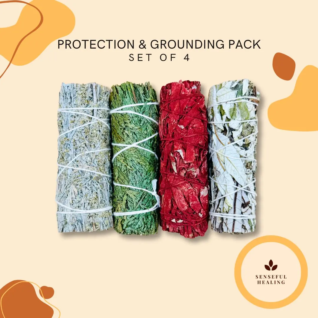 Protection & Grounding Smudge Sticks Pack - 4 Sage Bundles Home Fragrance Freshener