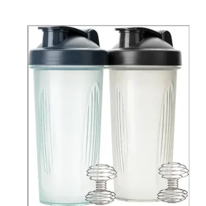Shaker Bottles for Protein Mixes 28 oz 2 Pack with Wire Whisk Ball, Available in Two Colors - Black & White