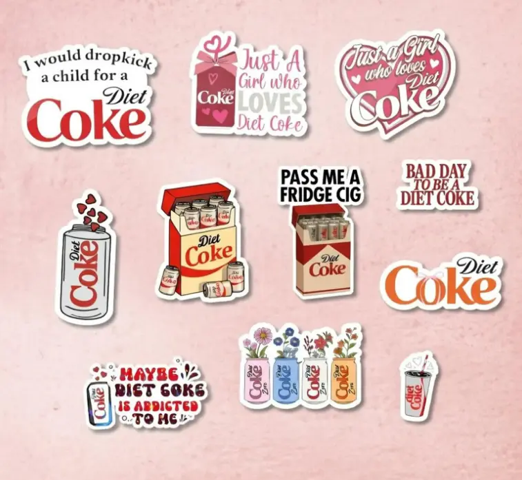 Diet Coke Merch, Diet Coke Can Pack Sticker For Laptop Or Water Bottle, Die Cut Sticker For Diet Soda Fan Gift Vinyl Decal Fun Slim Can