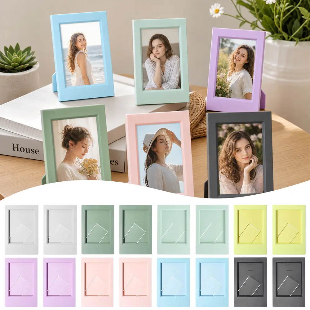16-Pack Durable Rectangle Polaroid Picture Frames (ABS+PP Premium Quality, 3in/3.6"x2.4"), 8 Colors, Double-Angle Stand, Compatible with Instax Mini & 2x3 Photos, Ideal for Room Decor, Dresser Display, Gift Giving