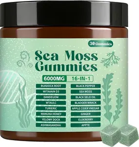 Sea Moss Gummies,16-in-1,Bladder Wrack Turmeric Vitamin C & D3 with Manuka Burdock,30 Gummies