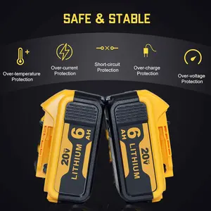 2Pack For Dewalt 20V 6000mAh Lithium-Ion Battery Replacement for MAX DCB200 Series Power Tools with DCB200 Feature Universal Compatibility