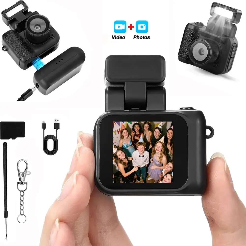 New Y4000 Kids High Definition Camera - 1080P Video Recording, 1.44-in Screen, 6 Filters, CMOS Sensor, AVI Format, Micro SD Compatible, Portable Wearable Keychain Toy Camera with Strap, Memory Storage, Charging Function, Ideal Birthday Gift for Boys