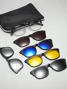Unisex Stylish Magnetic Glasses Set, Trendy Casual Glasses & Replaceable Lens & Glasses Case, Fashion Accessories for Everyday Use