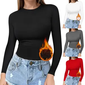 Women's Long Sleeve Thermal Shirts, Fleece Lined Crew Neck Square Neck Thermal Underwear Tank Top, Winter Warm Soft Base Layer Fitted Tee Tops for Cold Weather, Trendy Going Out Fall Winter Womens Tops 2025