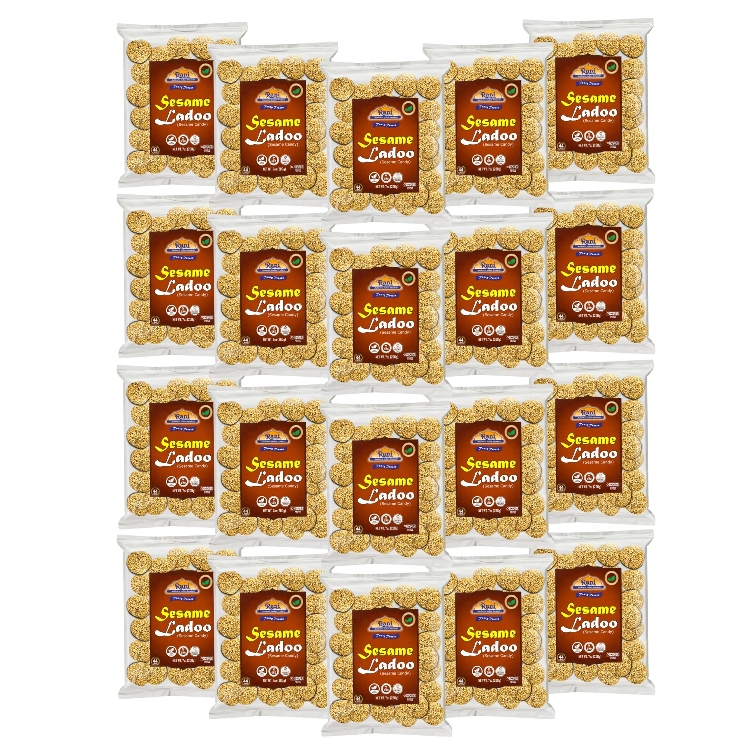 Rani Sesame Ladoo (Round Sesame Brittle Candy) 7oz (200g) x Pack of 20 ~ All Natural | Vegan | No colors | Gluten Friendly | Indian Origin
