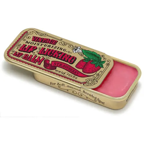 Tinte Cosmetics Certified Organic Shea Blend Tinted Lip Balm - 0.23 fl oz Vintage Slider Tin, Strawberry-Coconut Scent, Smooth Silky Glossy Finish, Gluten/Cruelty/Paraben-Free, Castor Seed Wax, Dry Lip Relief