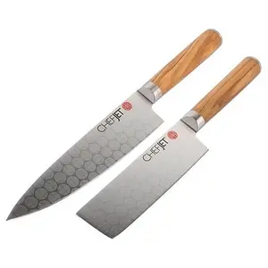 Chef Jet Jet Tila Laser-Etched Full Tang 7" Chef Knife and 5.5" Nakiri Knife Chef Jet Jet Tila Laser-Etched Full Tang 7" Chef Knife and 5.5" Nakiri Knife