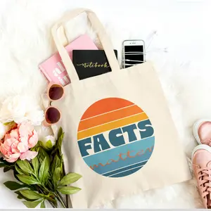 Retro Sun 'Facts Matter' Tote Bag - Reusable, Eco-Friendly, Vintage Style
