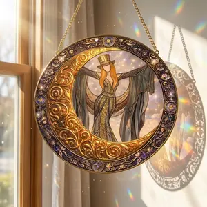 Magical Gothic Angel Suncatcher  | Stained Glass Art for Your Home  | Elegant Boho Vibes & Celestial Decor  | Perfect Gift for Dreamers and Collectors | Unique Light Reflection Art