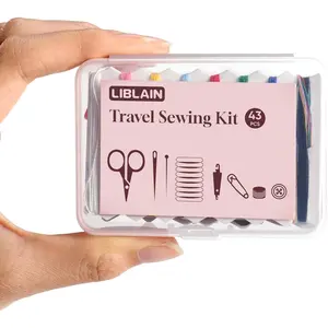Mini Sewing Kit, Small Travel Sewing Kit with Big Eye Steel Needles for Adults and Beginners, Needle and Thread Kit for Hand Sewing (43Pcs)