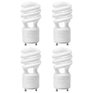 VEVOR 4-Pack CFL Light Bulbs, 13W Compact Fluorescent Spiral Bulbs with 2700K Warm Light, 900lm Luminous Flux, Twist and Lock GU24 Base, Ideal for Bedrooms, Study Rooms, Living Rooms, Commercial Use