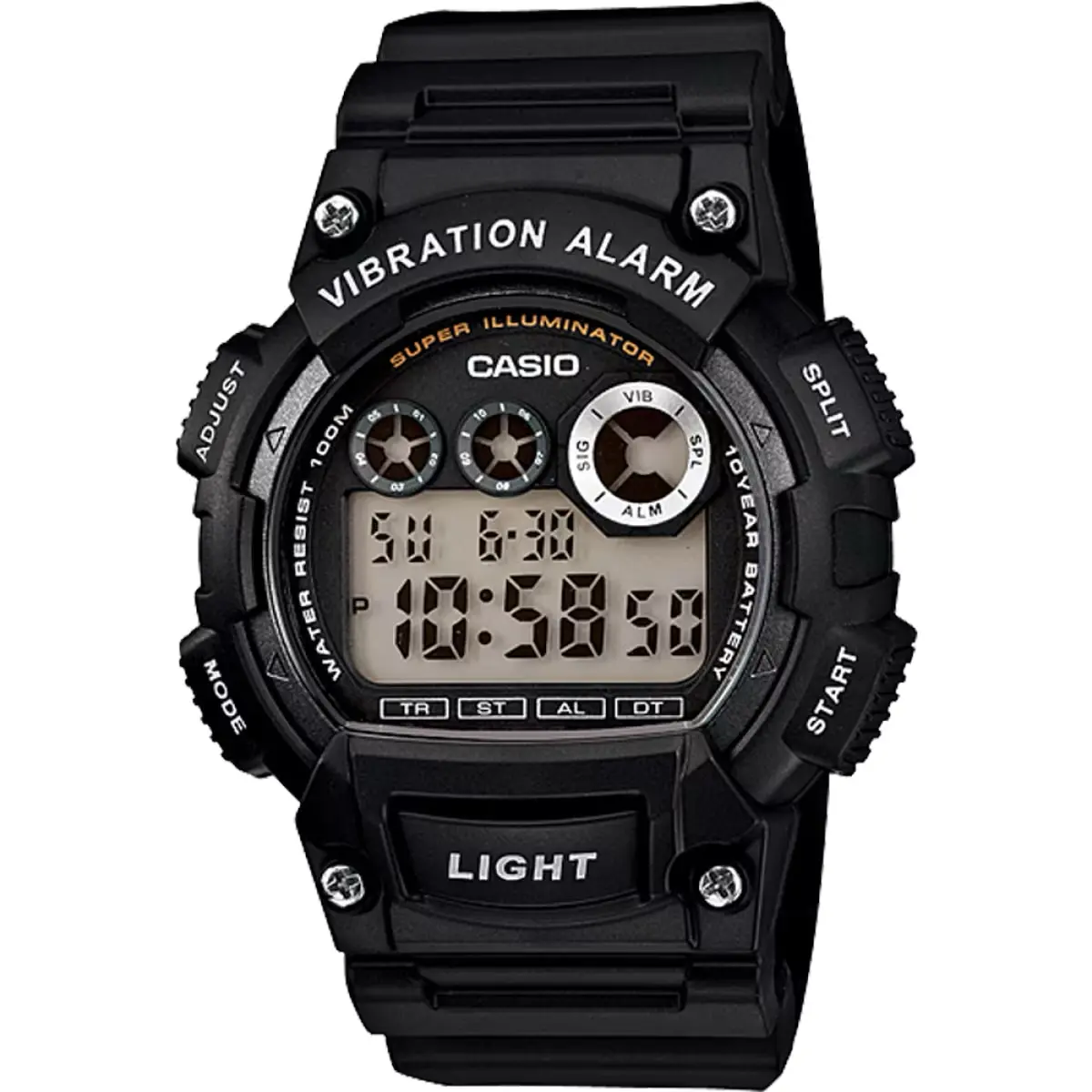 Casio Men's Shock-Resistant Digital Sport Watch with Black Dial - W-735H-1AV