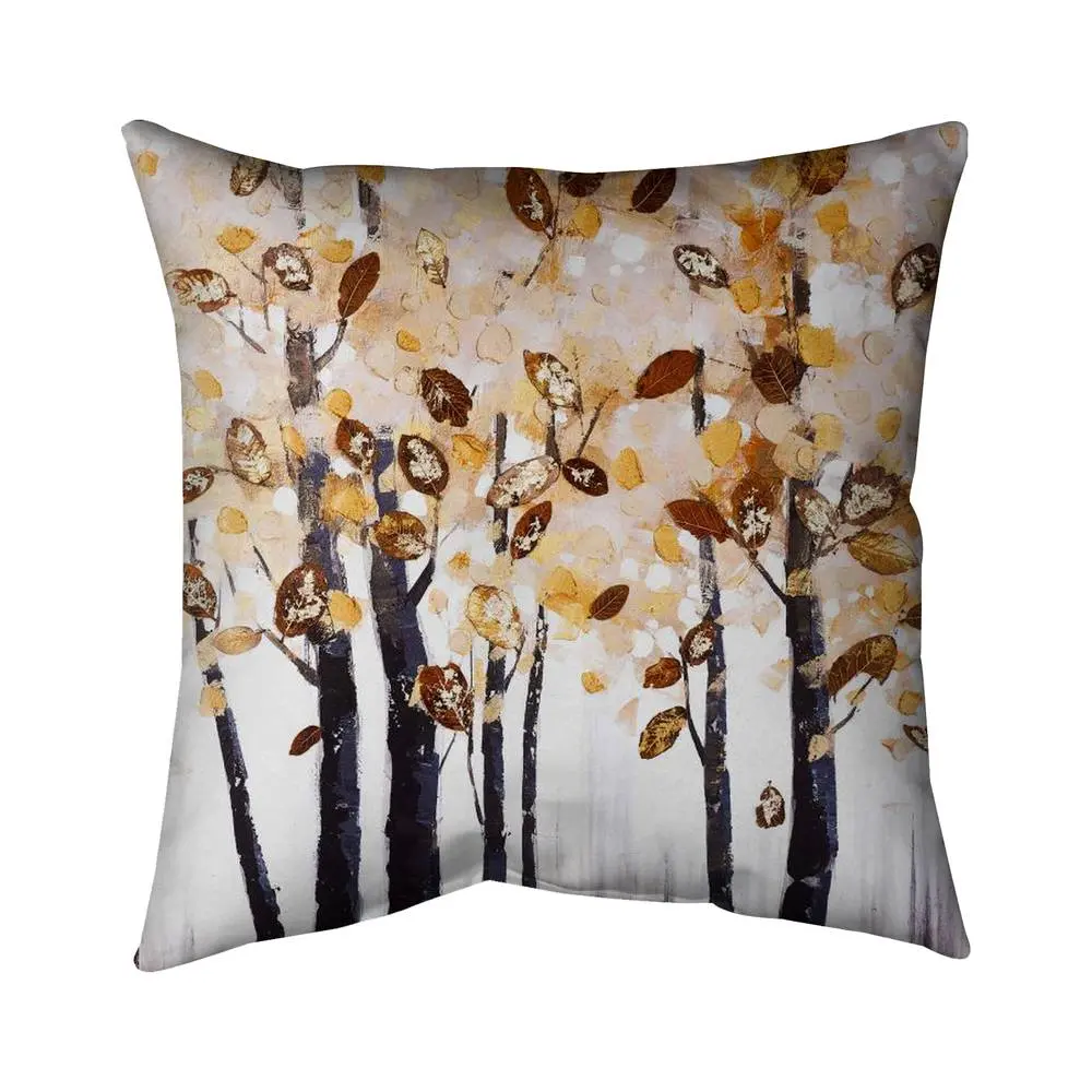 Begin Home Decor 5542-2020-LA76 Home Decorative Cushion, 20x20 in Texturized Leaves Trees Patterned Accent Pillows Outdoor Pads & Cushions, Contemporary Outdoor Throw Pillow