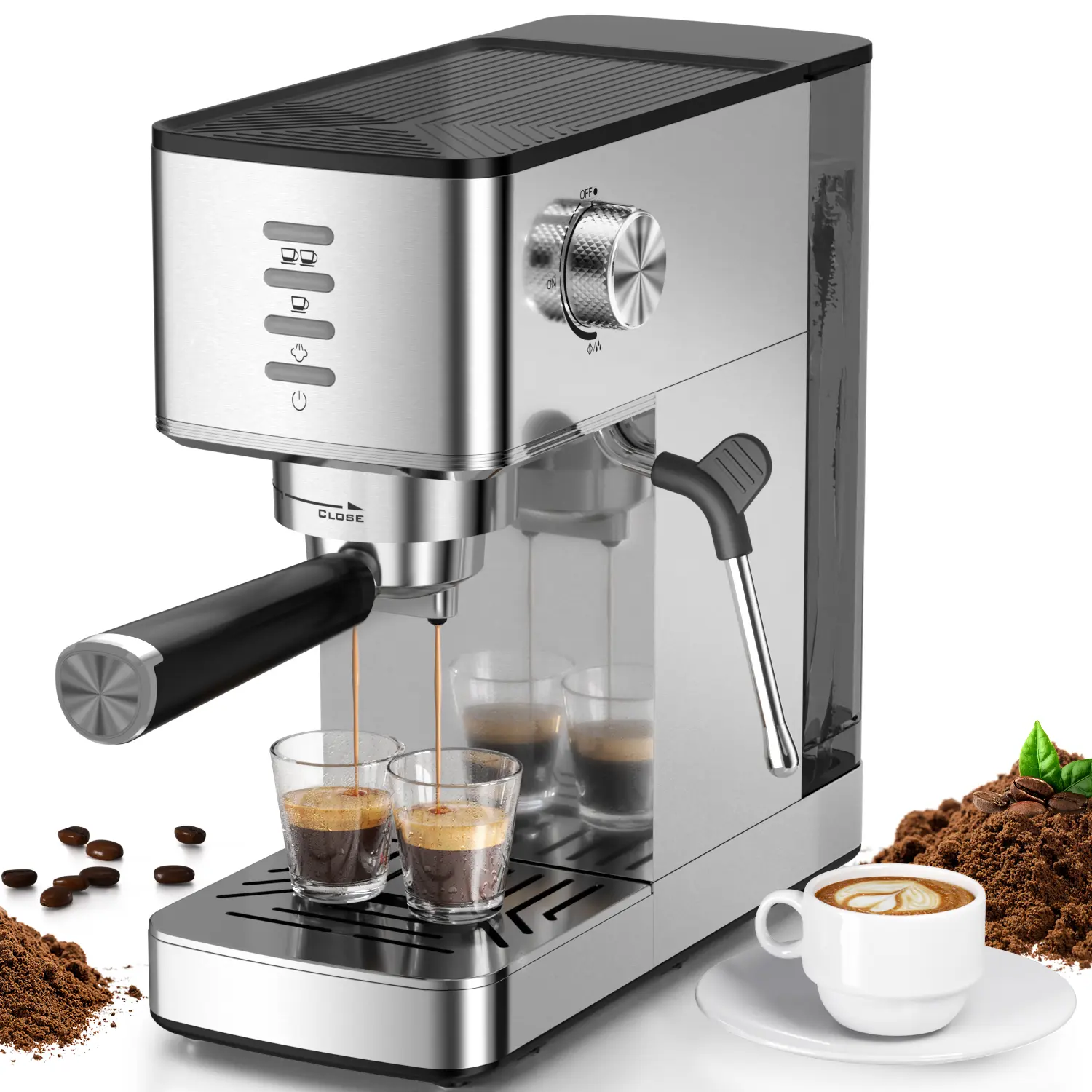 Electactic 20Bar Pump Electric Espresso Machine, Coffee Equipment with Rapid Cold Brew, Hot/Ice Brews, Built-in Steam Wand, Touch Panel, 37oz Water Tank, Durable Design - Ideal for Lattes, Cappuccinos, Coffee Lovers' Gift