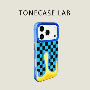 Checkerboard Melt Wave TPU Phone Case for iPhone 17 16 15 14 13 Pro Max & Samsung S25 S24 Ultra | Retro Trippy Grid Shockproof TPU Cover