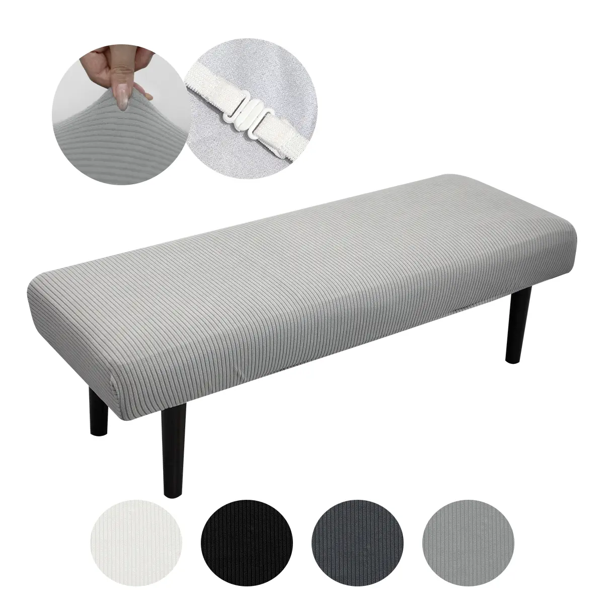 Elastic Bench Cover for Restaurant & Office, Dining Chair Cover, Elastic Chair Covers, Stretch Chair Covers, Jacquard Chair Slipcovers, Striped Jacquard Fabric, Multiple Colors Available, Easy Washable, Decorative Elastic Furniture Protector