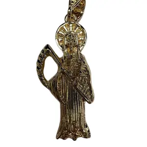 14k Oro laminado Santa muerte pendant 2”